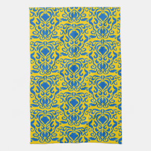 Damask Ukraine Energizing Yellow FreedBlue Geschirrtuch