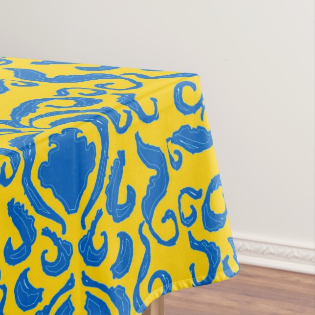 Damask Ukraine Energizing Yellow FreedBlue Tischdecke (Beispiel)