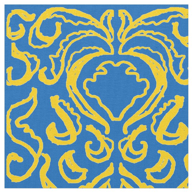 Damask Ukraine FreedBlue Energizing Yellow Stoff (Nahaufnahme)