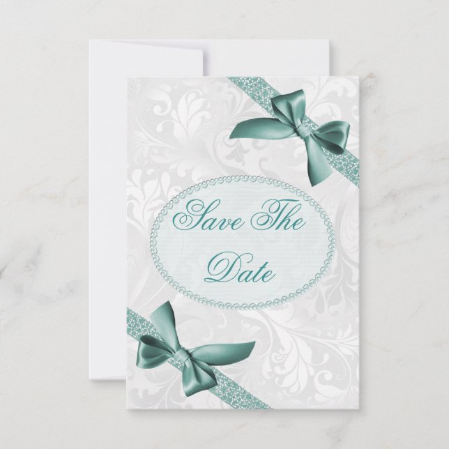 Damask und Bows One Hundredth Save the Date (Vorderseite)