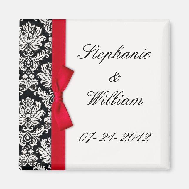 Damask und Red Bow Kühlschrankmagnet Magnet (Vorne)