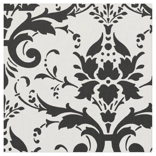 Damask Verziert Schwarzweiß-Design Stoff (Nahaufnahme)