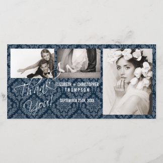 Damask Vintag DankeYou Wedding Foto Card- nite Dankeskarte