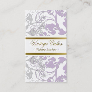 Damask Vintag Floral Blüh Chic Lilac Elegant Visitenkarte