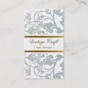 Damask Vintag Floral Blühte Chic Blue Elegante Visitenkarte
