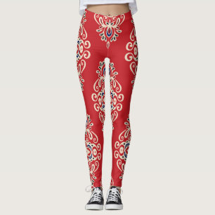 Damask Vintag: Nahtloses Muster Geblüht. Leggings