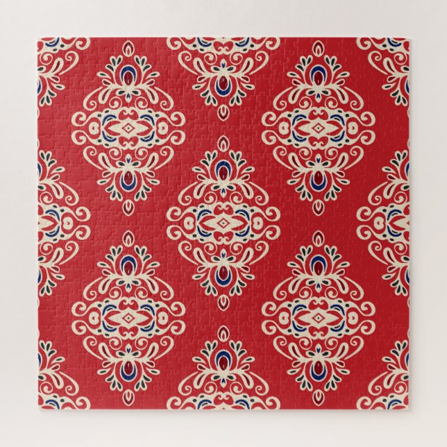 Damask Vintag: Nahtloses Muster Geblüht. Puzzle (Vertikal)