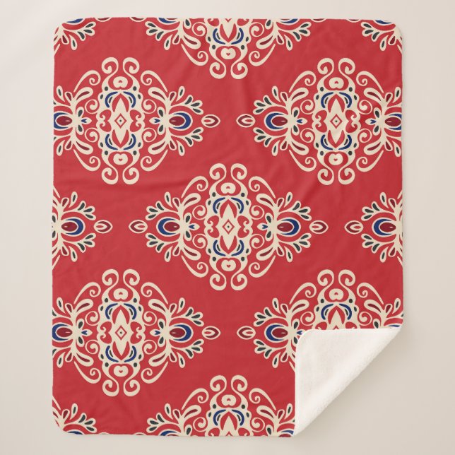 Damask Vintag: Nahtloses Muster Geblüht. Sherpadecke (Vorderseite)
