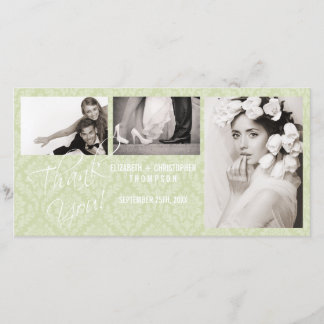 Damask Vintag Vielen Dank Hochzeitfotokarte - Salb Dankeskarte