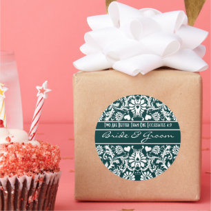 Damask Vintage blumenverheiratete Liebhaber Runder Aufkleber