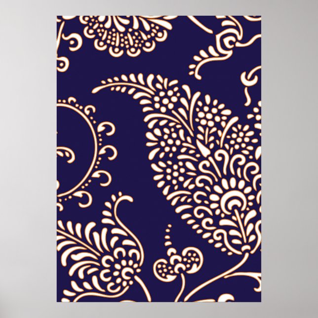 Damask Vintages Paisley gürtelndes Chic-Muster Poster (Vorne)