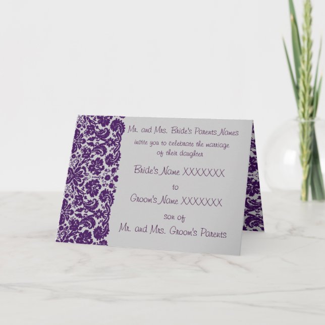 Damask Wedding Einladung-Choose BackGround Einladung (Vorderseite)
