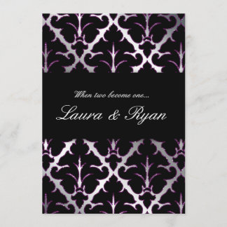 Damask Wedding Einladung Lila Sparkle Silver