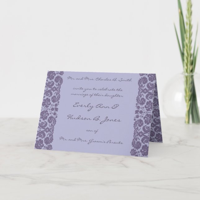 Damask Wedding Einladung - wählen Sie BackGround (Vorderseite)