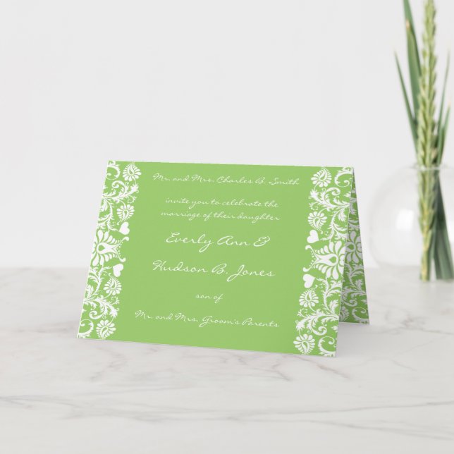 Damask Wedding Einladung wählen Sie Farbe (Vorderseite)