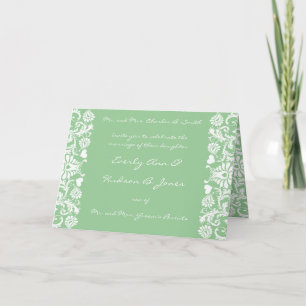 Damask Wedding Einladung Weiße Seite Grün wählen
