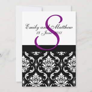 Damask Wedding Einladungen Lila Monogram