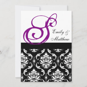 Damask Wedding Einladungen Lila Monogramme