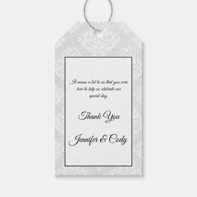 Damask Wedding Empfang Tischnummer Card Geschenkanhänger (Vorderseite)