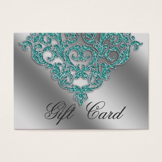 Damask Wedding Gift Registration Card Aquamarin Bl (Vorderseite)