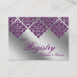 Damask Wedding Gift Registration Card Lila Spark Begleitkarte