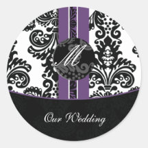 Damask Wedding Monogram Aufkleber