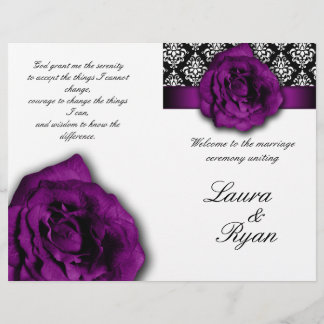 Damask Wedding Program Flyer Lila Rose 2