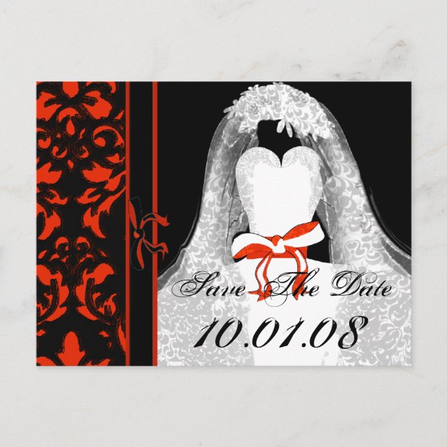 Damask Wedding Save the Date Ankündigungspostkarte (Vorderseite)