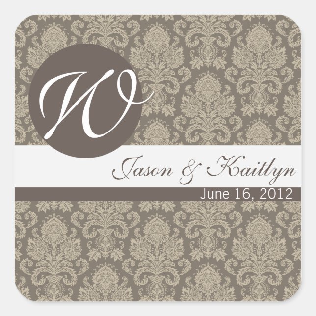 Damask Wedding Sticker (Vorderseite)