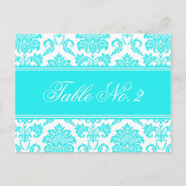 Damask Wedding-Tischnummer Postkarte (Vorderseite)