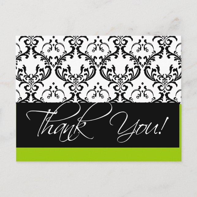 Damask Wedding Vielen Dank Postkarten Green (Vorderseite)