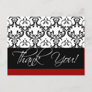 Damask Wedding Vielen Dank Postkarten Red