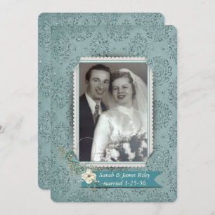 Damask Wedding Vow Erneuerung mit Foto Einladung