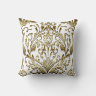 Damask weiß und goldblütig Vintag elegant Kissen