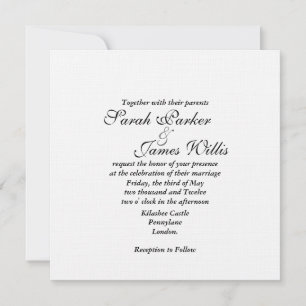 Damask, weißes Leinen & Kanariengelbe Hochzeitsrei Einladung