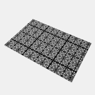 Damask white auf schwarz fußmatte