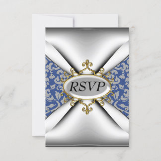 Damask White Birthday Party Celebration UAWG RSVP Karte