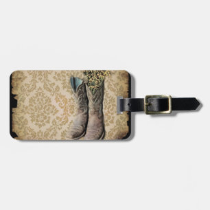 Damask Wildblume Western Country Cowboystiefel Gepäckanhänger