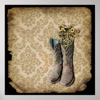 Damask Wildblume Western Country Cowboystiefel