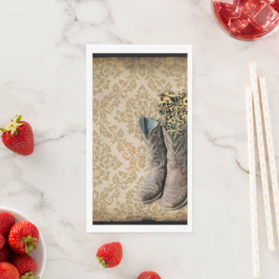 Damask Wildblume Western Country Cowboystiefel Serviette