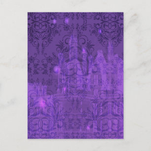 Damask Wildflowers, ENGELS SCHLOSS in Lila Postkarte