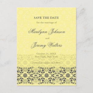 Damask Wirbel Lace Butter Save the Date Postkarte