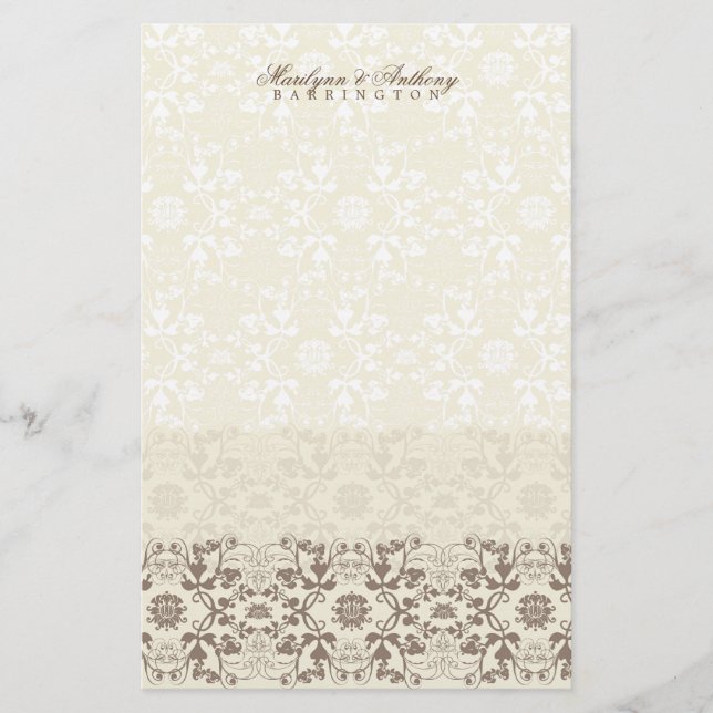 Damask Wirbel Lace Coffee Danke, Stationierung Briefpapier (Vorderseite)