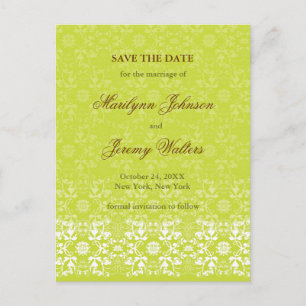 Damask Wirbel Lace Limon Save the Date Postkarte