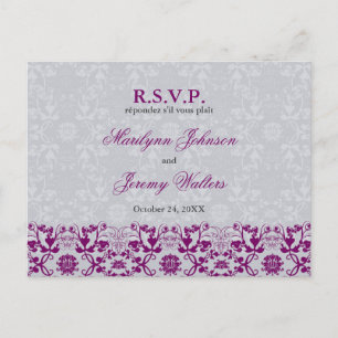 Damask Wirbel Lace Orchid UAWG Wedding Postcard Einladungspostkarte