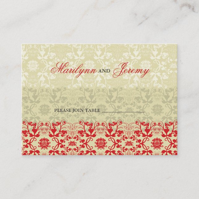 Damask-Wirbel legen die Gewürzspeck-Platzkarte fes Platzkarte (Vorderseite)