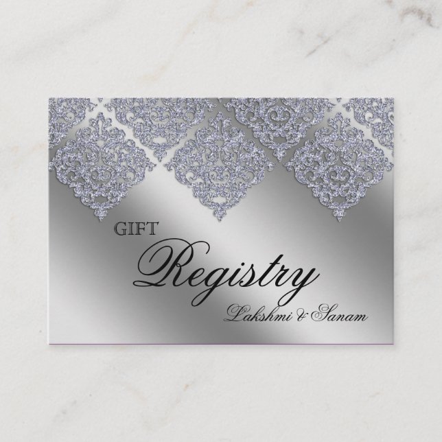Damask Xmas Gift Registration Card Sparkone Begleitkarte (Vorderseite)