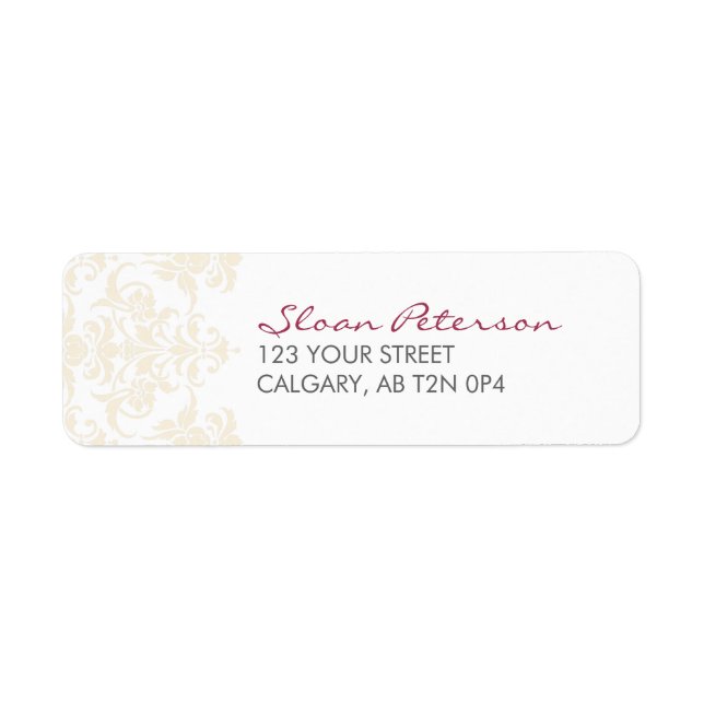 Damask Yellow Address Label (Vorne)