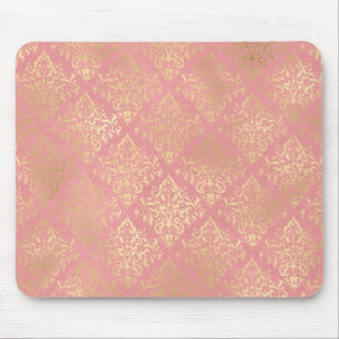 Damasken rosa und goldfarben elegant Vintag Viktor Mousepad