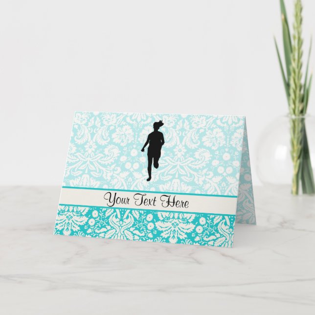 Damasketmuster; Girl Running Karte (Vorderseite)